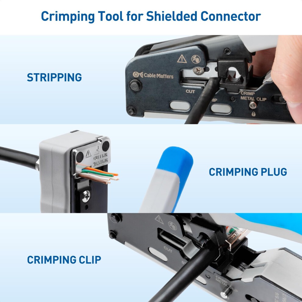 All-in-One Modular Ethernet Crimping Tool Cat 8 (Cat5 Cat6 Cat7 Cat8 Crimping Tool) for Shielded Pass-Through Connectors