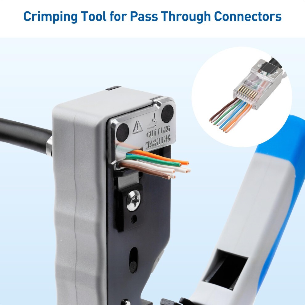 All-in-One Modular Ethernet Crimping Tool Cat 8 (Cat5 Cat6 Cat7 Cat8 Crimping Tool) for Shielded Pass-Through Connectors