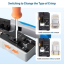 All-in-One Modular Ethernet Crimping Tool Cat 8 (Cat5 Cat6 Cat7 Cat8 Crimping Tool) for Shielded Pass-Through Connectors