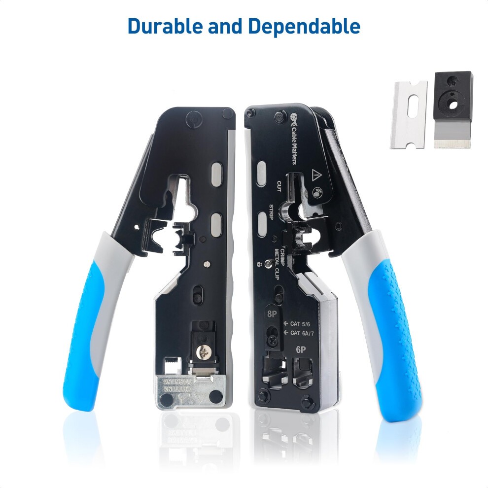 All-in-One Modular Ethernet Crimping Tool Cat 8 (Cat5 Cat6 Cat7 Cat8 Crimping Tool) for Shielded Pass-Through Connectors