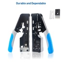All-in-One Modular Ethernet Crimping Tool Cat 8 (Cat5 Cat6 Cat7 Cat8 Crimping Tool) for Shielded Pass-Through Connectors