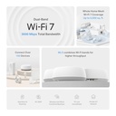 TP-Link 𝐃𝐞𝐜𝐨 BE23 Dual-Band BE3600 WiFi 7 Mesh Wi-Fi System | 4-Stream 3.6 Gbps, 160 Mhz | Covers up to 6,500 Sq.Ft | 2× 2.5G Ports Wired