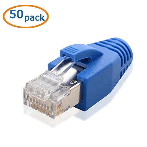 Cable Matters 50-Pack RJ45 Shielded Modular Plugs with Strain Relief Boots