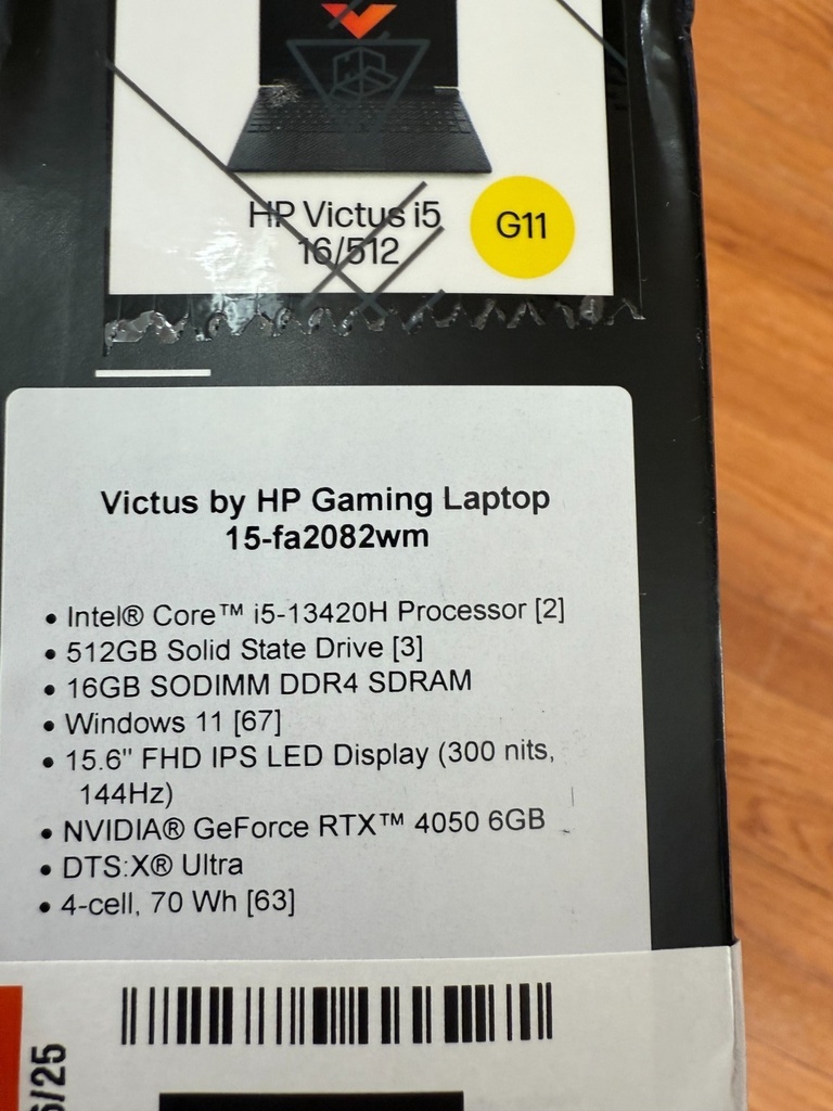 HP Victus 15.6 Inch FHD 144Hz IPS Win 11 Gaming Laptop Intel Core I5-13420H 16GB RAM 512GB SSD RTX 4050 Mica Silver