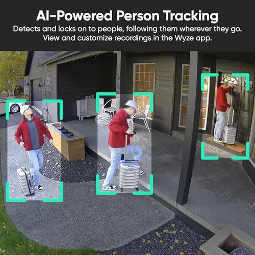 WYZE Solar Cam Pan (Flagship Model), AI Security Cameras Wireless Outdoor, Battery Powered Cameras for Home Security, 2K Crystal-Clear, Enhanced Color