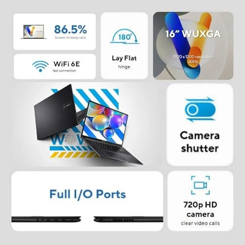 Asus Vivobook 16" Wuxga Laptop Intel Core I7-1355u 16gb 512gb Ssd Windows 11 Home Black