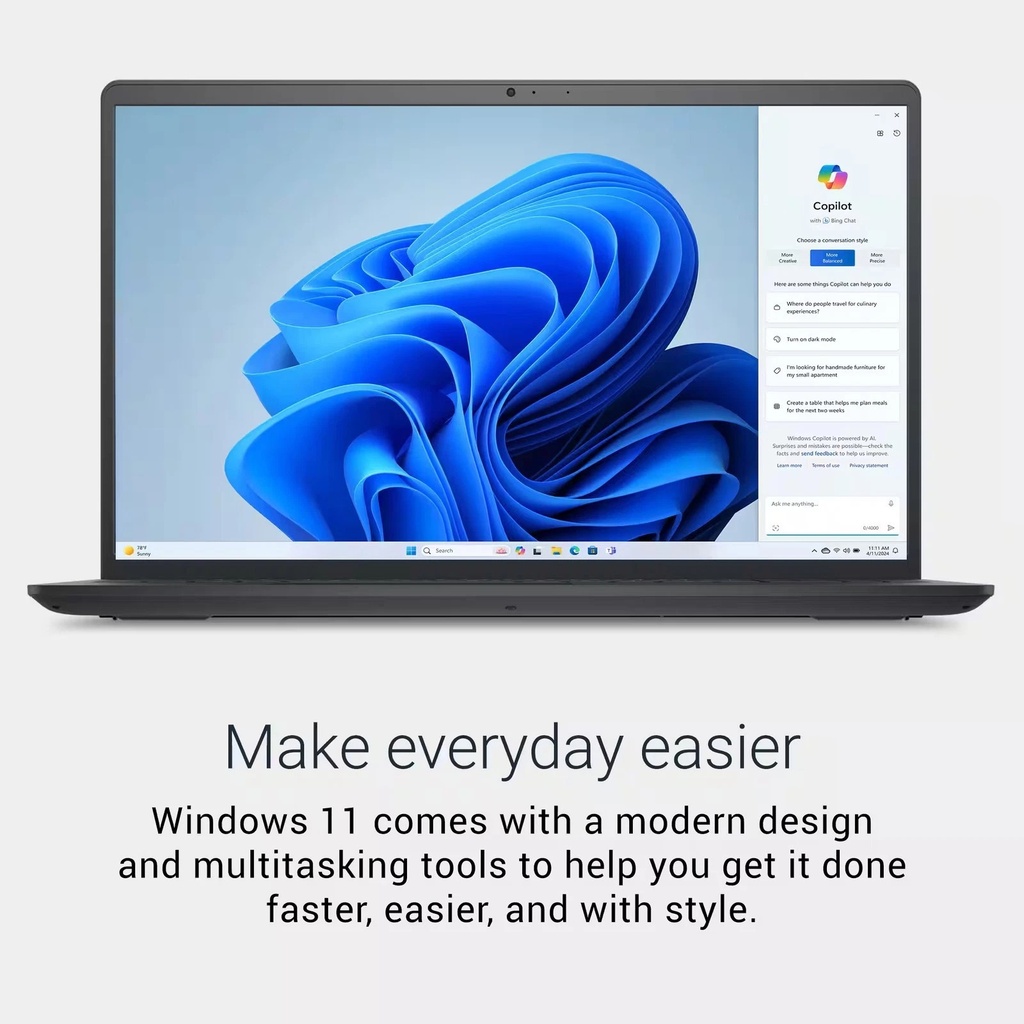 Dell - 15.6' 2K Touchscreen Laptop - Intel Core I5 1334U 2023 - 8GB Memory - 512GB Storage - Carbon Black