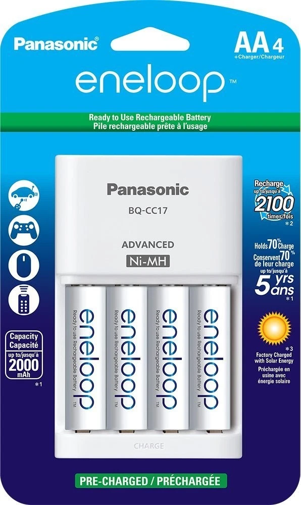 Sanyo Battery Charger incl 4 rechar battery Ni-MH1700mAh