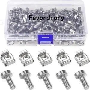 [NET-037] Cage Nuts nickel: & Mounting Screws Washers for Server Rack