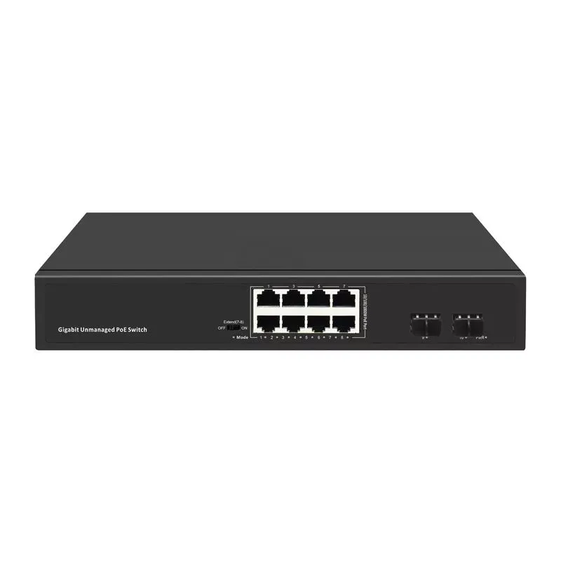 Real HD 10port POE Switch , 8port POE+ 2 uplink Unmanaged 100Mbps Switch Hight Power Budget 120w  PSW8-2N