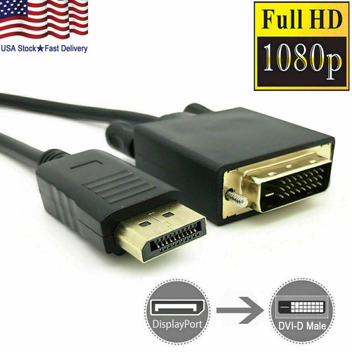 Displayport M to DVI M cable 6ft Gold plated
