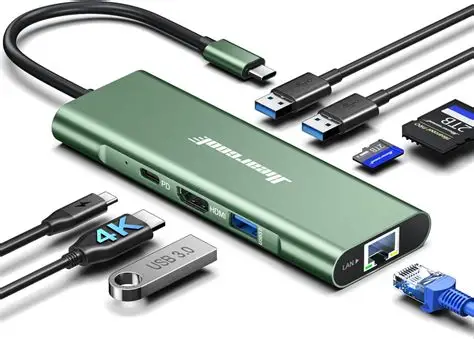 Hiearcool USB C Hub, 8 in 1 USB C Hub Multi-Port Adapter Model : UCN3610  1 x 4K HDMI, 1 x Ethernet port, 100W PD Port, 3 x USB 3.0 (5 Gbps),  and TF/SD card slot (up to 104 Mbps)