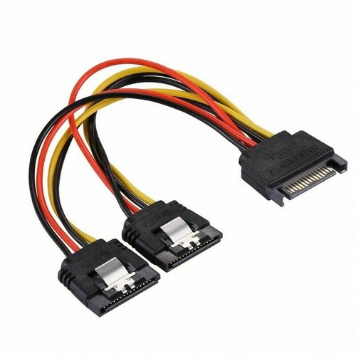 Cable:SATA Power Extension 20cm 15-pin male to 2x 15p female