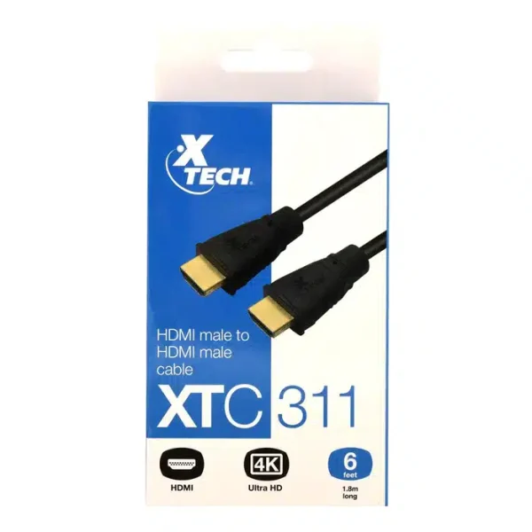 [CAB-023B] Xtech Cable HDMi to HDMi M/M 6Ft (XTC-311/406)