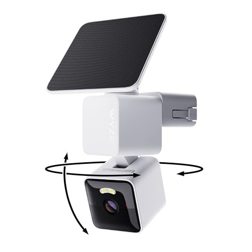 [CAM-WYZE-SOLAR] WYZE Solar Cam Pan (Flagship Model), AI Security Cameras Wireless Outdoor, Battery Powered Cameras for Home Security, 2K Crystal-Clear, Enhanced Color