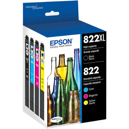 Epson T822 Durabrite Ultra Ink High Capacity Black & Standard Color Cartridge Combo Pack (T822xl-Bcs) for Select Epson Workforce Pro Printers 3820/3823/4820/4830/4833/4834