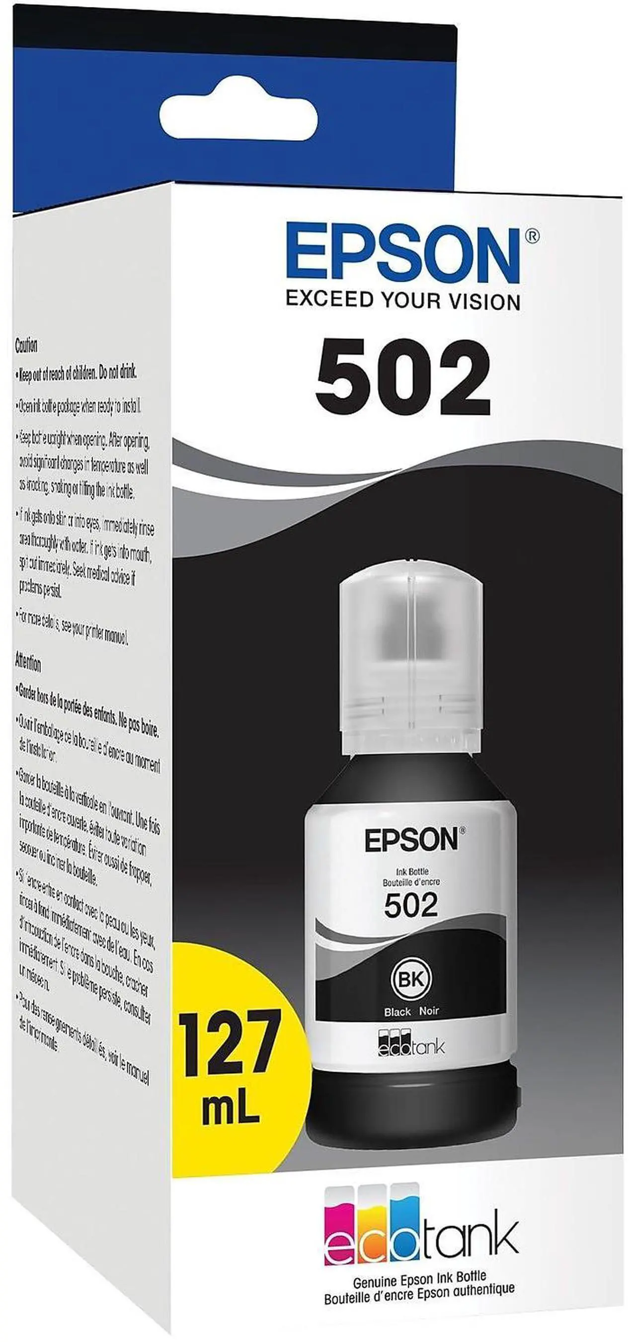 [CRT-ET502B] Epson EcoTank 502 Ink Bottle  BLACK    FOR Epson ET-2700, 2750, 2760, 2850, 2980 , 2988, 3700 , 3710, 3750, 3760, 3830, 38448,3950, 3958, 4750, 4760, 4850, 4950, 4958, 15000, ST-2000, ST-C2100, 3000, 4000, ST-C4000