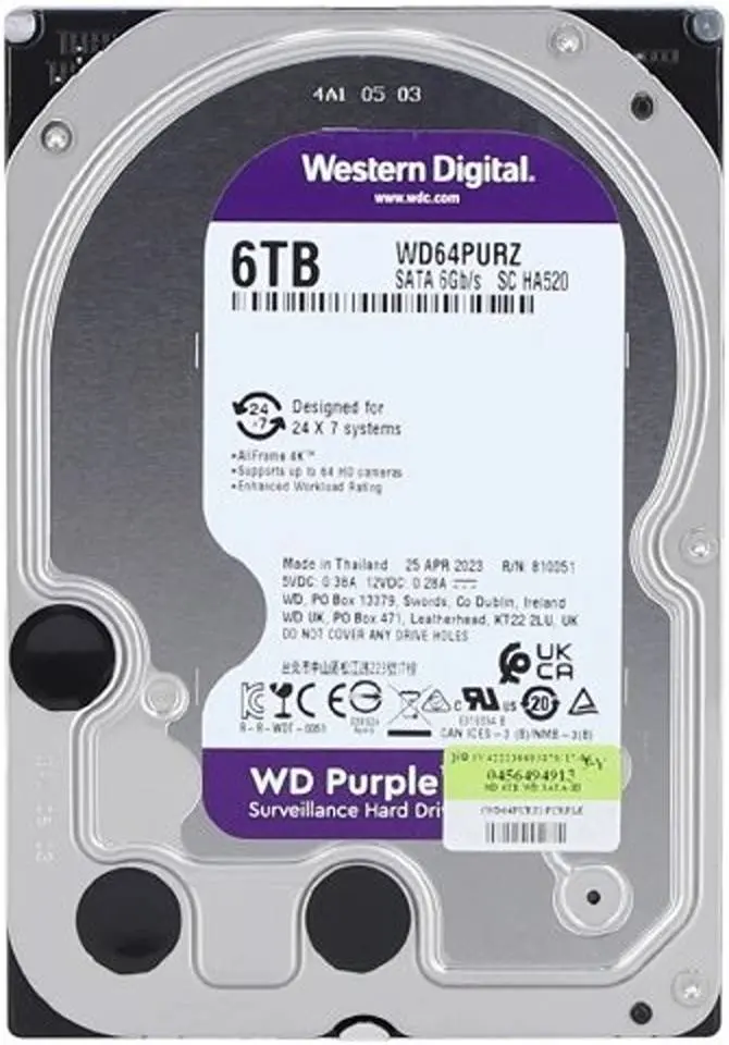 Western Digital 6TB Purple Internal Hard Disk Drive Model: WD60PURZ