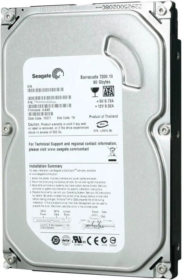 [HD-80-SEASATA] Seagate 80 Gb Hard Disk Drive 7200RPM Sata