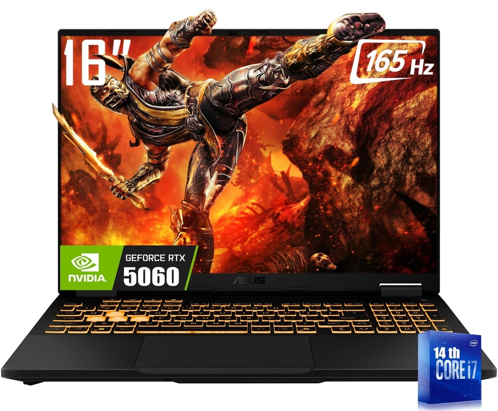 Laptop ASUS TUF Gaming F16 FX608JMR  Intel Core I7-14650HX 32GB RAM  NVIDIA GeForce RTX 5060 8192MB 1TB SSD Windows 11 16" FHD+ 165Hz 1920x1200