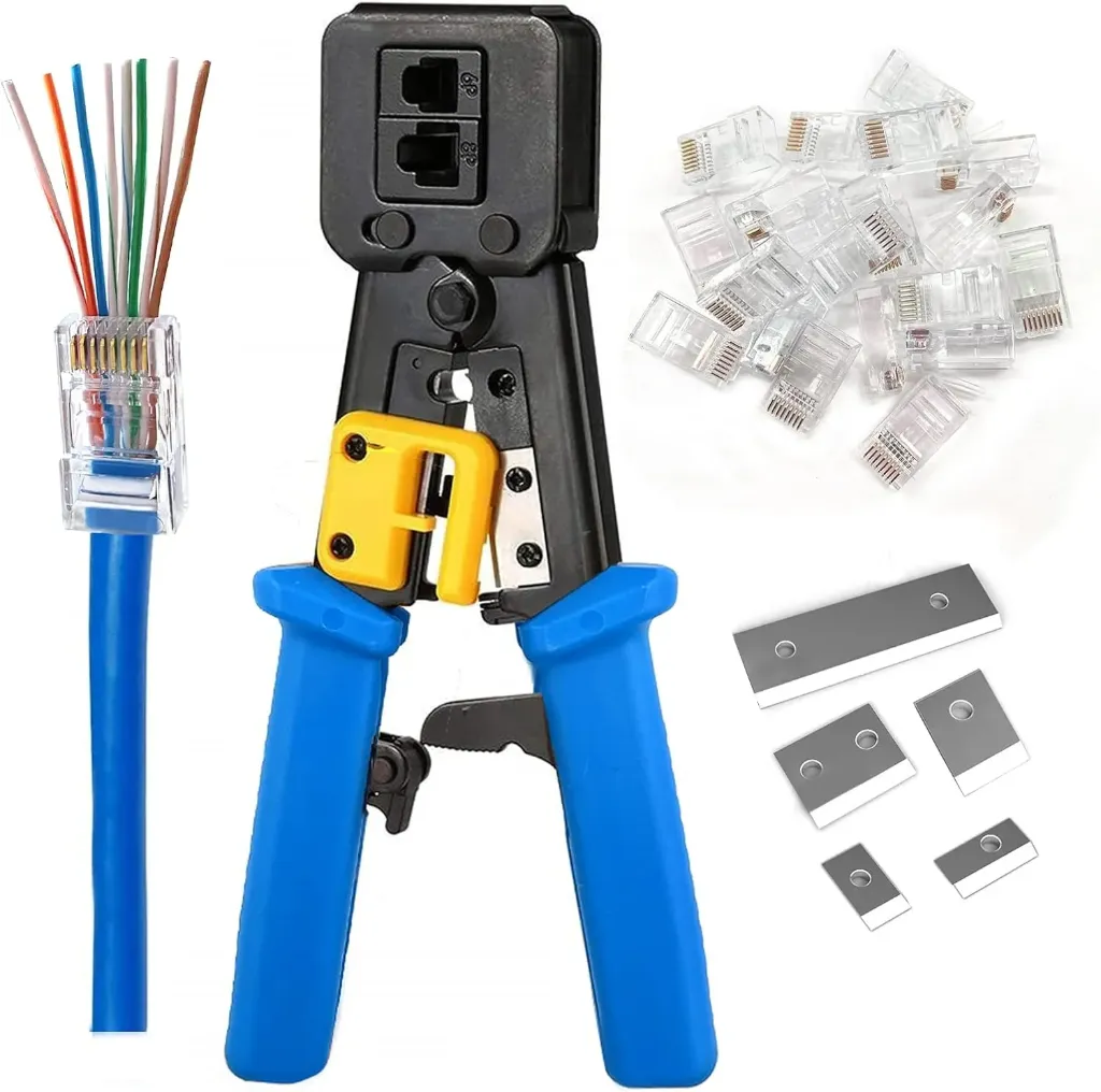 RJ45 Crimping Tool Ethernet for Cat5/6 PassThrough Connect