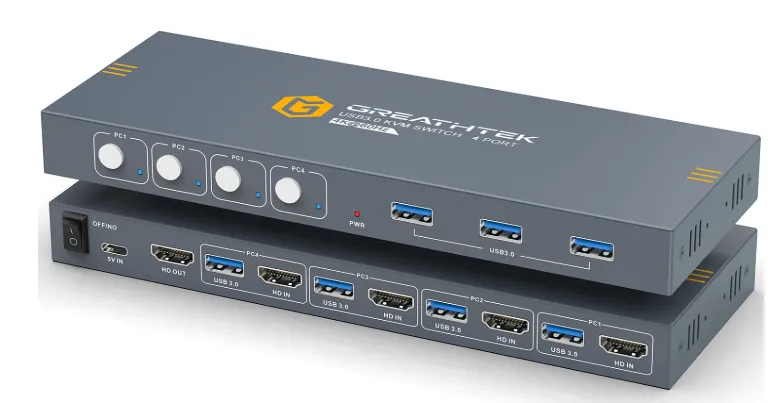 Great-HT USB3.0 KVM Switch HDMI 4K@60Hz 4Computers to 1monitor with USB3.0  GHT-S7415H