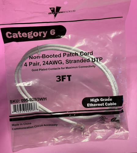 [NET-011K5C] Netwerk Ethernet Patch Cable 3FT Cat6 White