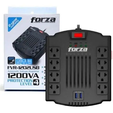 [POW-SB-F1200] FORZA Stabilizer 1200VA Black,FVR-1201B/1211 USB
