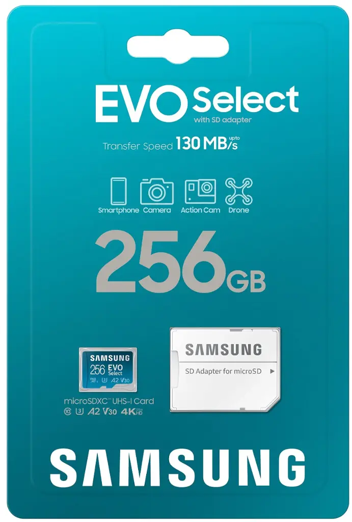 Samsung Evo 256GB Micro SD Card with SD Adapter