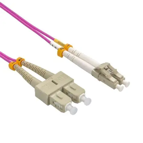 Fiber Patch Cable LC to LC OM4 100GB Multimode Duplex 50/125um   2m/6.56ft Violet