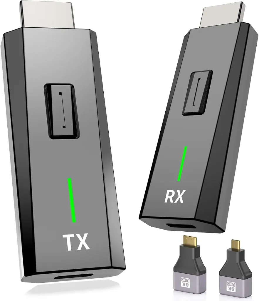 [ACC-023C] Wireless HDMI Transmitter and Receiver 328FT/100M 4k Decode 1080P Output, Plug & Play Portable 2.4g/5g, Wireless Hdmi Extender Kit to Monitor from Laptop/PC/Projector/TV Box